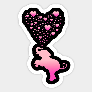 Elephant with Pink Heart Bubbles Sticker